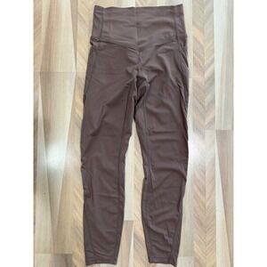 Halara High Waisted 7/8 Leggings Activewear Women Small Brown Pockets